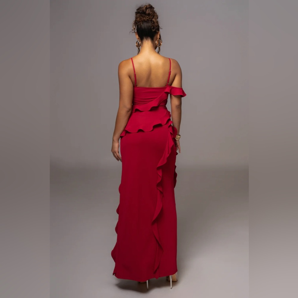 RED BRENNA RUFFLE MAXI DRESS - Picture 4 of 6